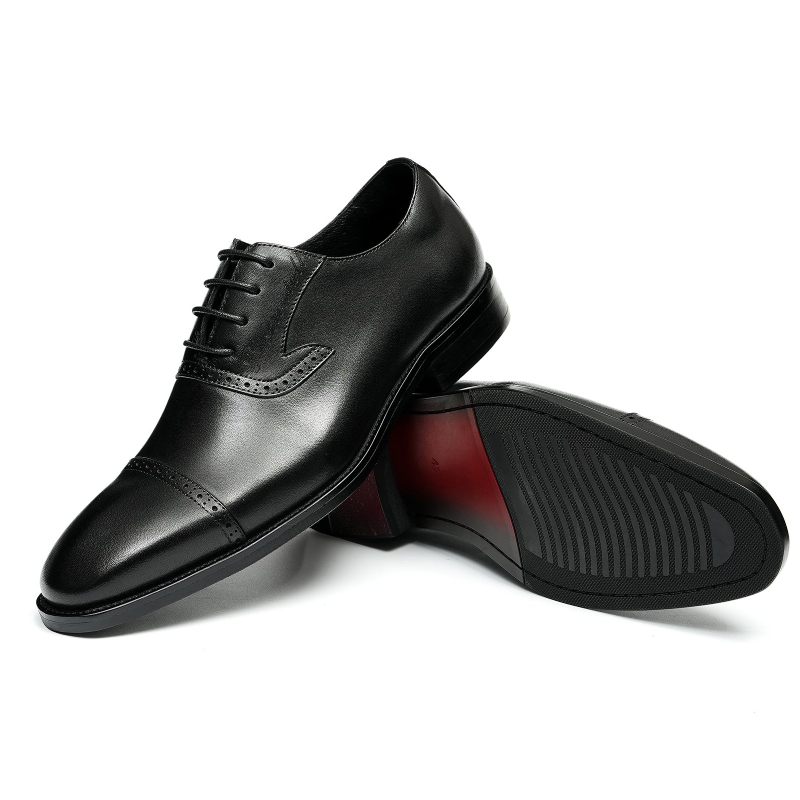 Sapatos Formais Masculinos Luxo Couro Exótico Apontou Toe Oxford Sociais - Preto