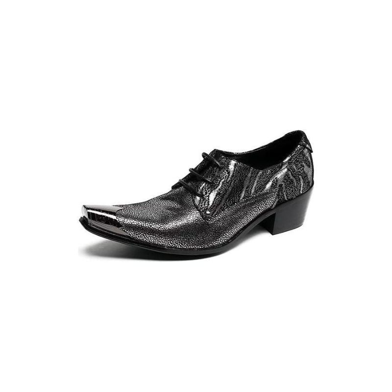 Sapatos Formais Masculinos Luxo Couro Exótico Ponta Fina Derbies - Preto