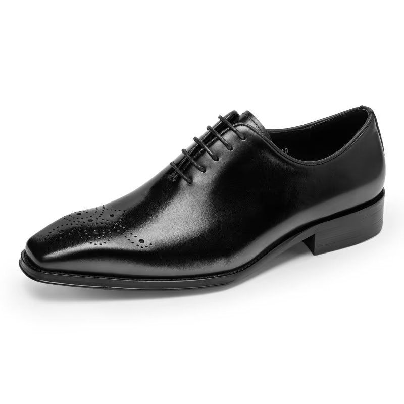 Sapatos Formais Masculinos Luxo Couro Vaca Elegância Oxford - Preto