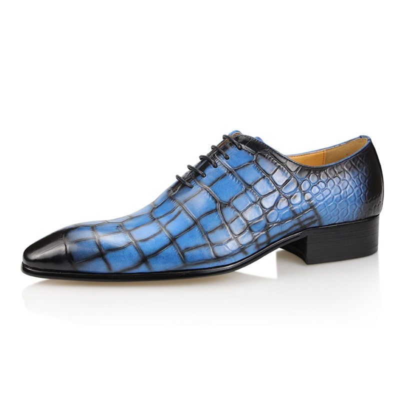 Sapatos Formais Masculinos Luxo Croctex Dedo Apontado Oxford - Azul