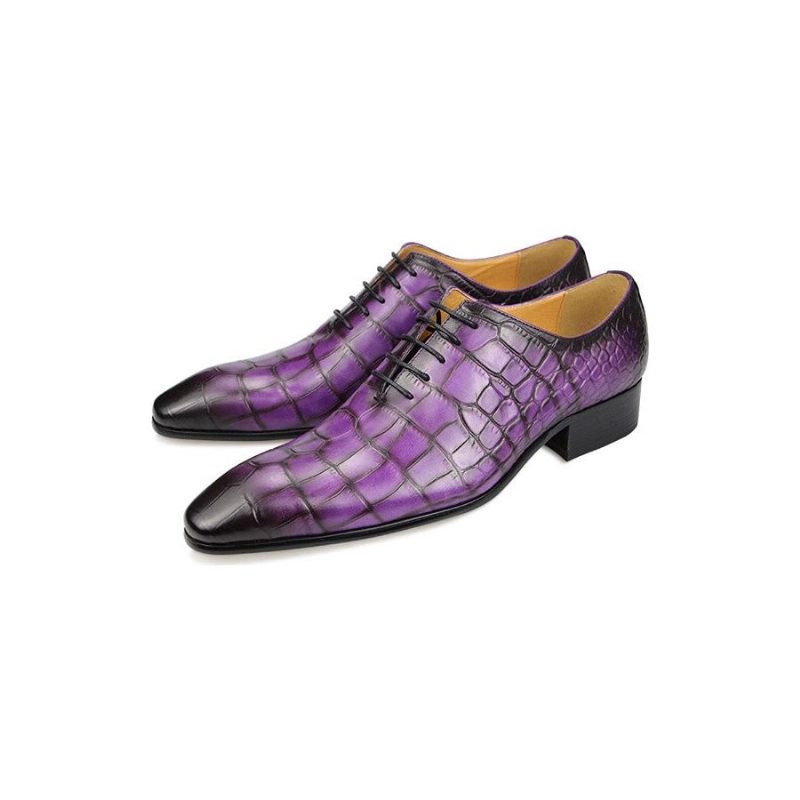 Sapatos Formais Masculinos Luxo Croctex Dedo Apontado Oxford - Roxo