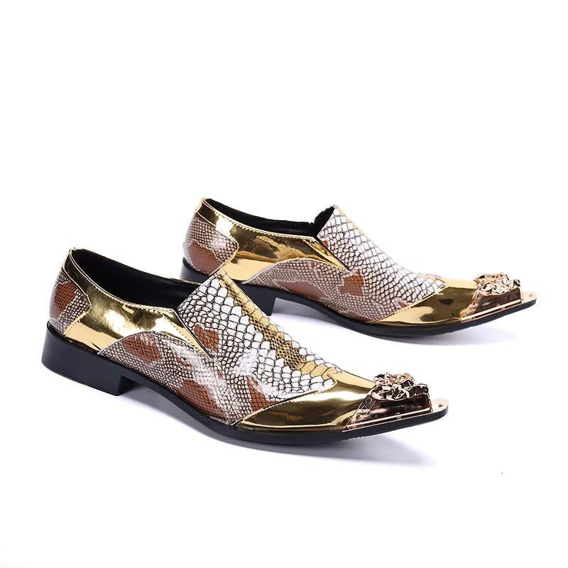 Sapatos Formais Masculinos Luxo Croctex Slip-on Sociais - Ouro