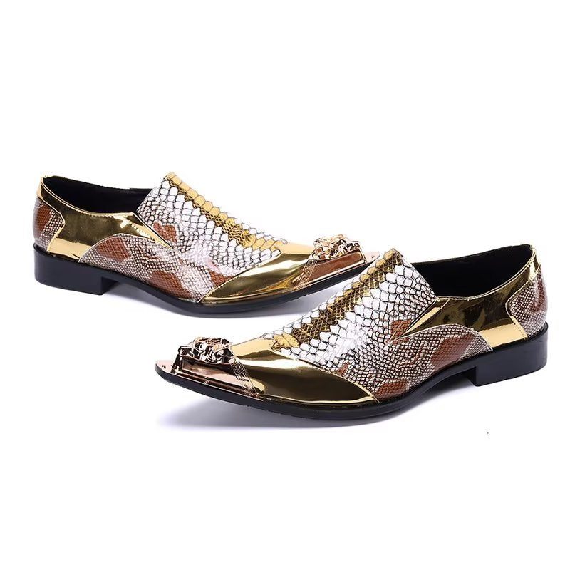 Sapatos Formais Masculinos Luxo Croctex Slip-on Sociais - Ouro