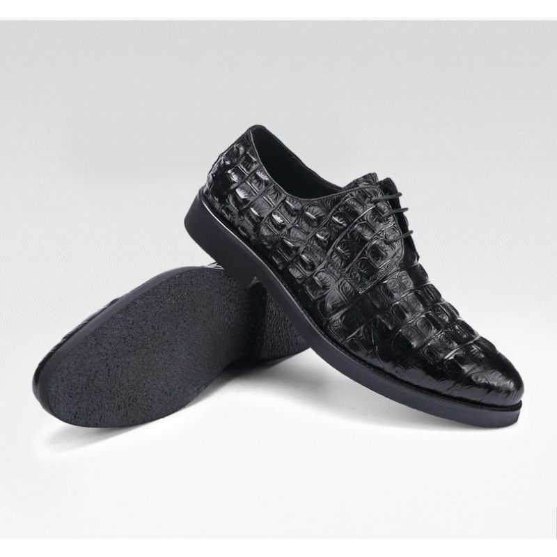 Sapatos Formais Masculinos Luxo Em Couro Com Relevo Oxford Brogues - Preto