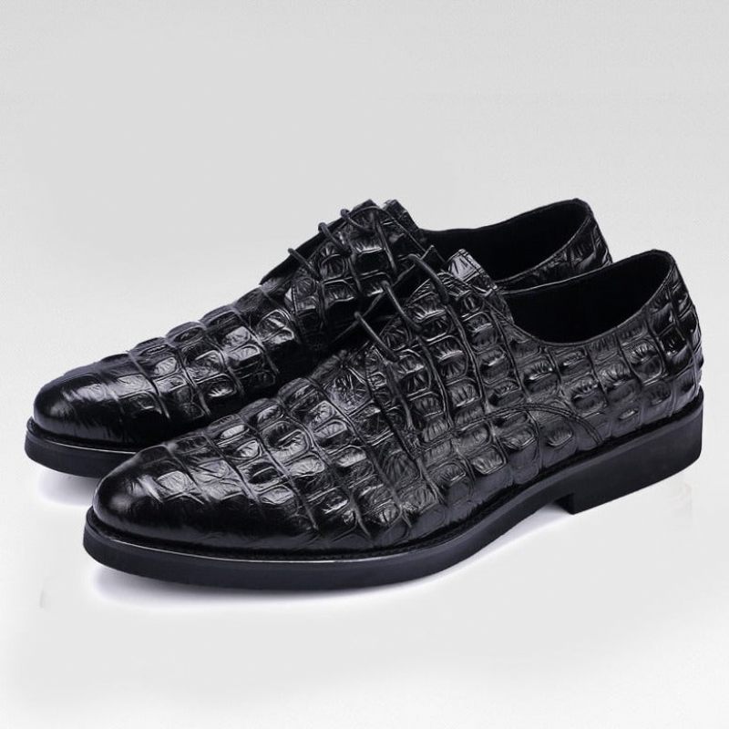 Sapatos Formais Masculinos Luxo Em Couro Com Relevo Oxford Brogues - Preto