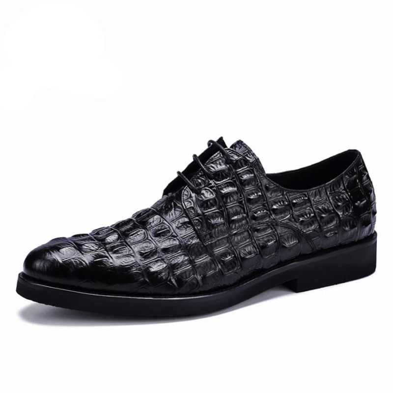 Sapatos Formais Masculinos Luxo Em Couro Com Relevo Oxford Brogues - Preto