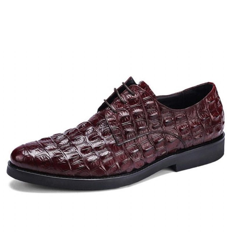 Sapatos Formais Masculinos Luxo Em Couro Com Relevo Oxford Brogues - Vermelho