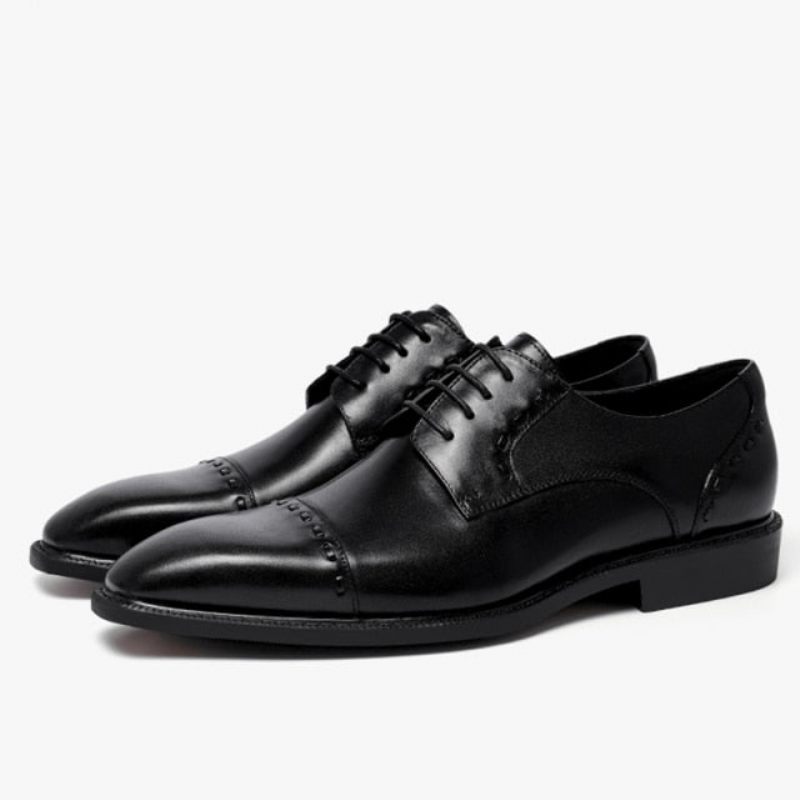 Sapatos Formais Masculinos Luxo Exótico Brilhante Designer Brogue Sociais - Preto