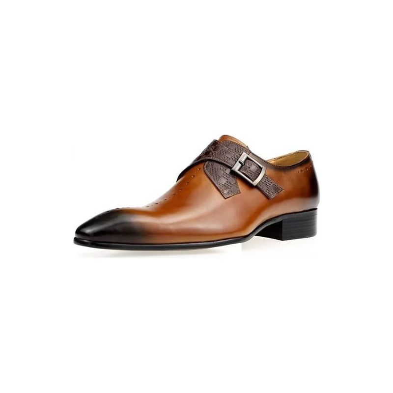 Sapatos Formais Masculinos Luxuosos Brogue Couro Genuíno Para Casamento - Marrom