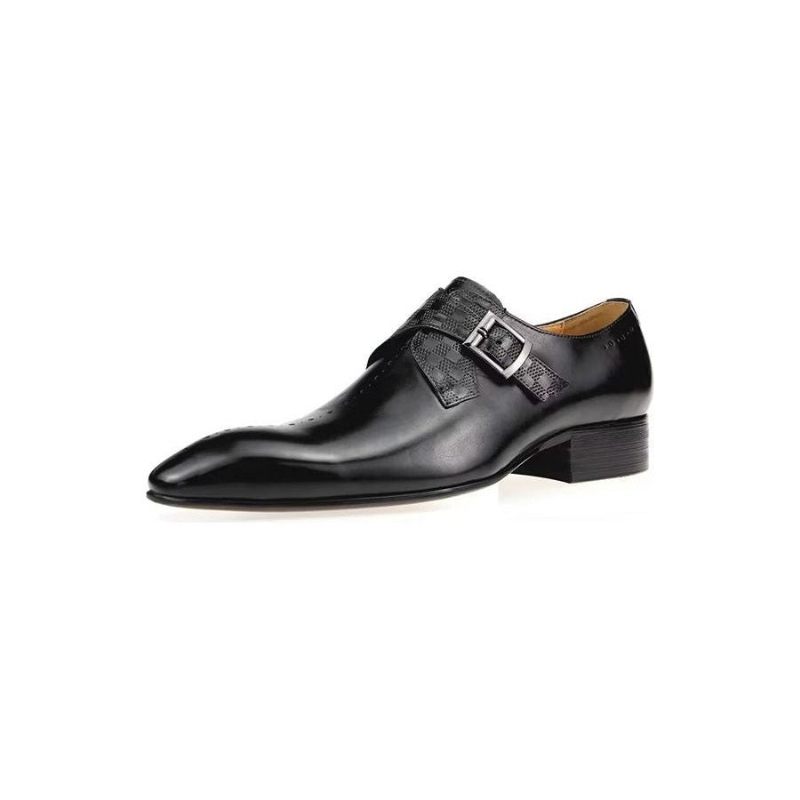 Sapatos Formais Masculinos Luxuosos Brogue Couro Genuíno Para Casamento - Preto