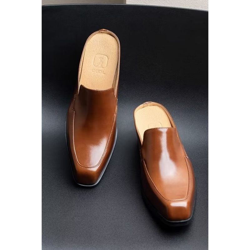 Sapatos Formais Masculinos Luxuosos E Elegantes Chinelos Couro - Marrom