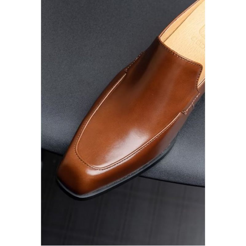 Sapatos Formais Masculinos Luxuosos E Elegantes Chinelos Couro - Marrom