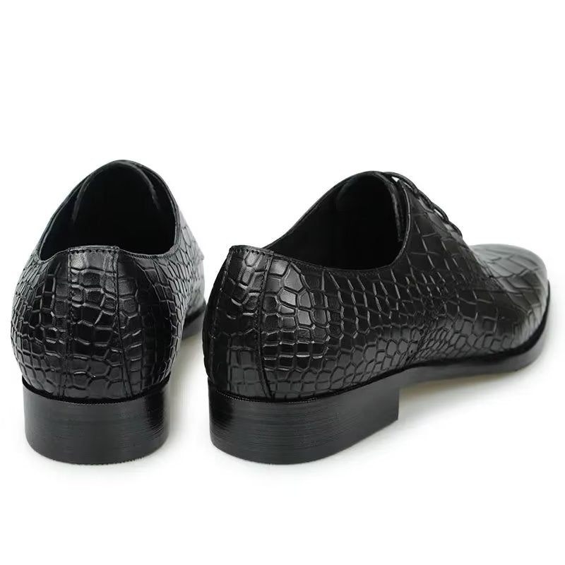 Sapatos Formais Masculinos Luxuosos E Elegantes Couro Crocodilo Brogue - Preto