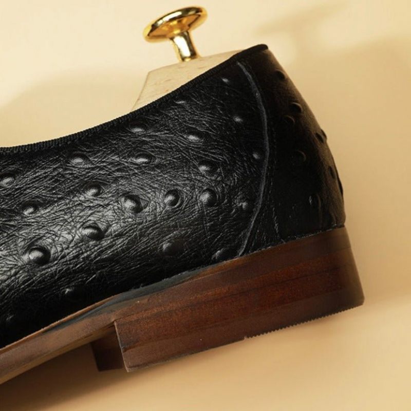 Sapatos Formais Masculinos Mocassins Crocodilo Exótico Com Cadarço - Preto