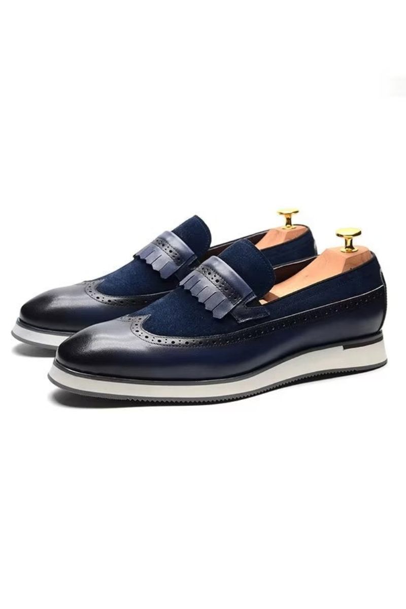 Sapatos Formais Masculinos Mocassins Modernos Confortáveis - Azul