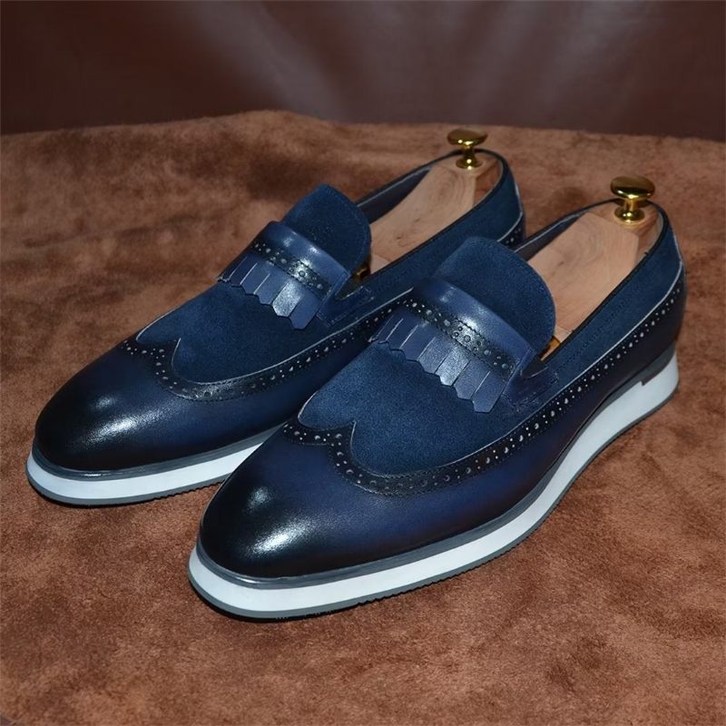 Sapatos Formais Masculinos Mocassins Modernos Confortáveis - Azul