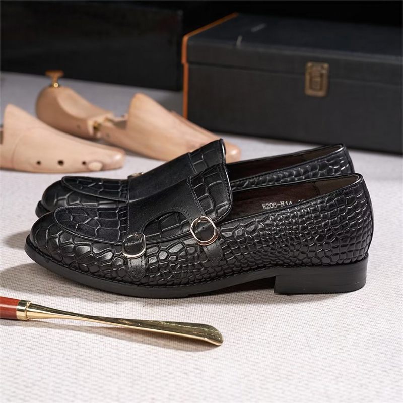 Sapatos Formais Masculinos Mocassins Slip-on Elegância Refinada - Preto