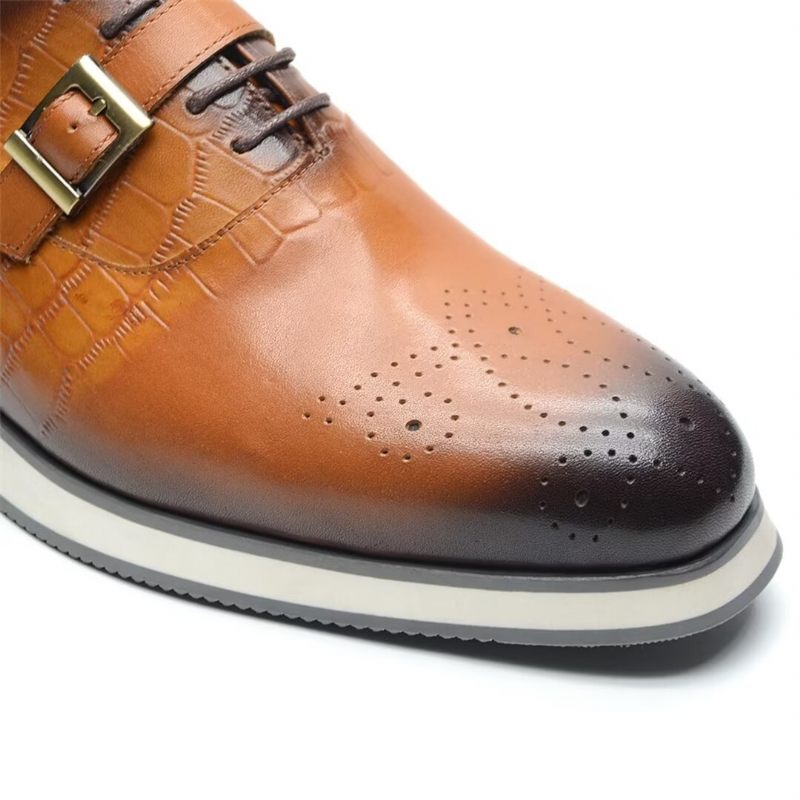 Sapatos Formais Masculinos Modernistas Slip-on Calçados Couro - Marrom