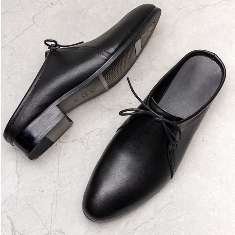 Sapatos Formais Masculinos Modernos Com Relevo Pontiagudo E Deslizamento Em Sociais - Preto