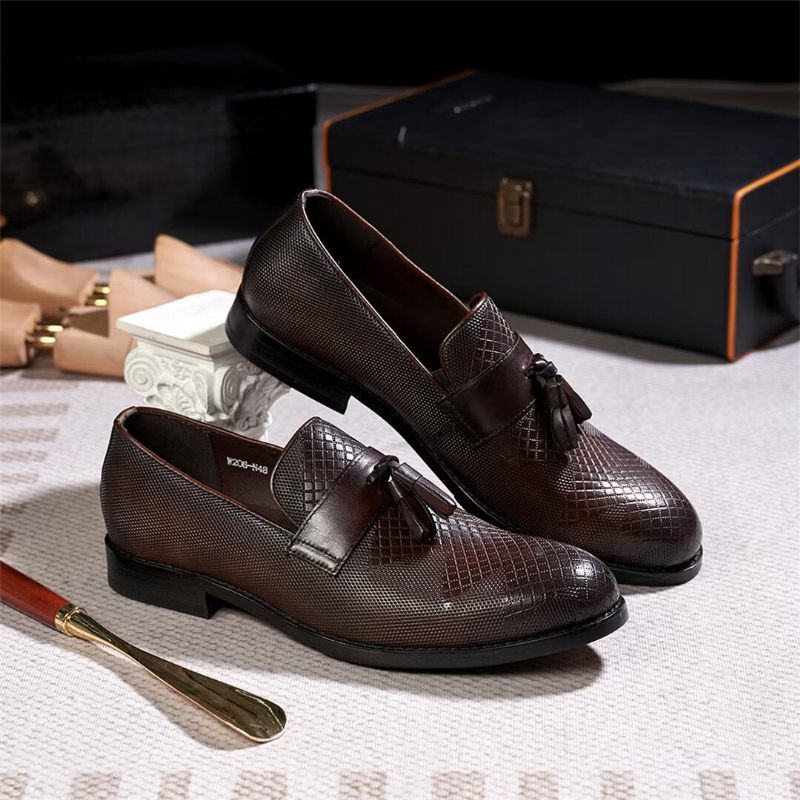 Sapatos Formais Masculinos Modernos Couro Elite Essentials - Café