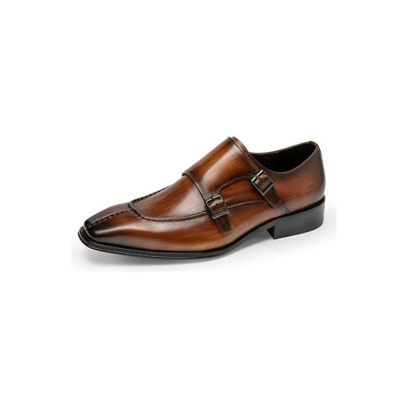 Sapatos Formais Masculinos Monkstrap Elegantes Sociais Couro Vaca - Café