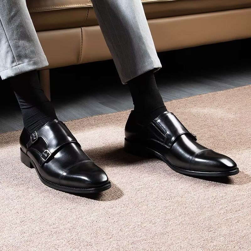 Sapatos Formais Masculinos Monkstrap Sociais - Preto