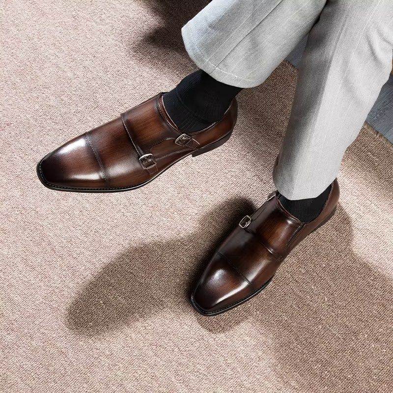 Sapatos Formais Masculinos Monkstrap Sociais - Café