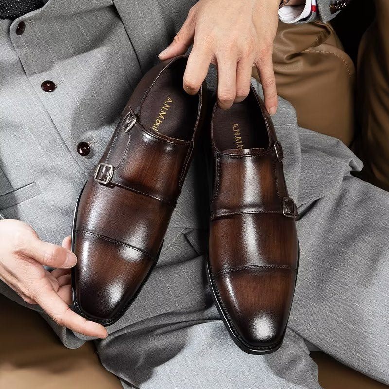 Sapatos Formais Masculinos Monkstrap Sociais - Café