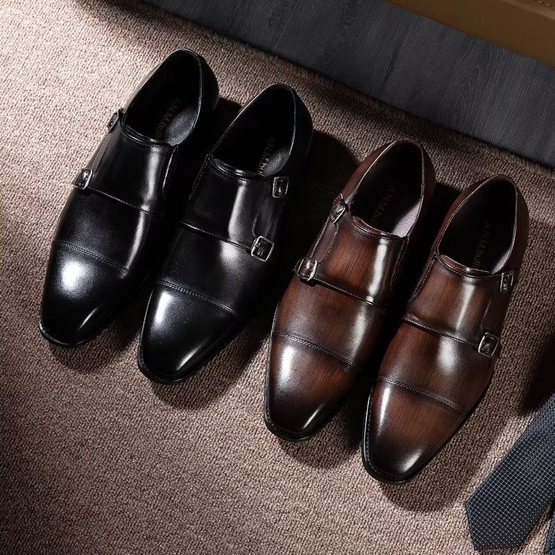 Sapatos Formais Masculinos Monkstrap Sociais - Preto