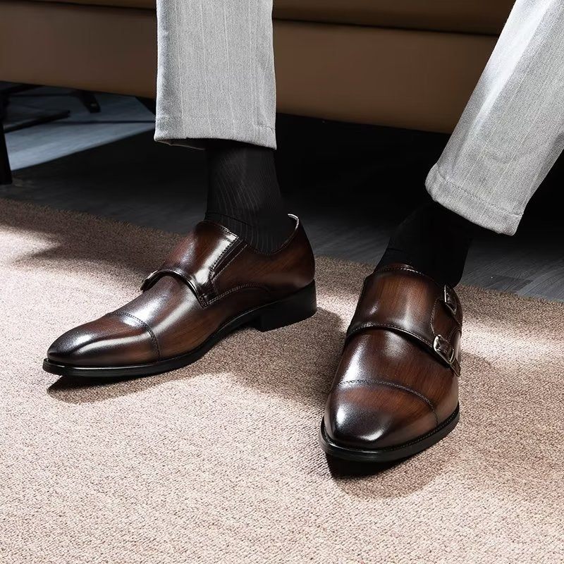 Sapatos Formais Masculinos Monkstrap Sociais - Café