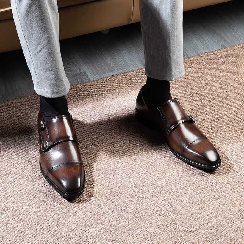 Sapatos Formais Masculinos Monkstrap Sociais - Café