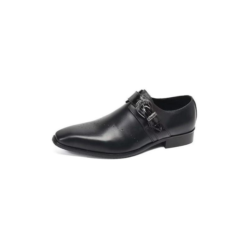 Sapatos Formais Masculinos Monkstraps Elegantes Slip-ons Com Couro Genuíno