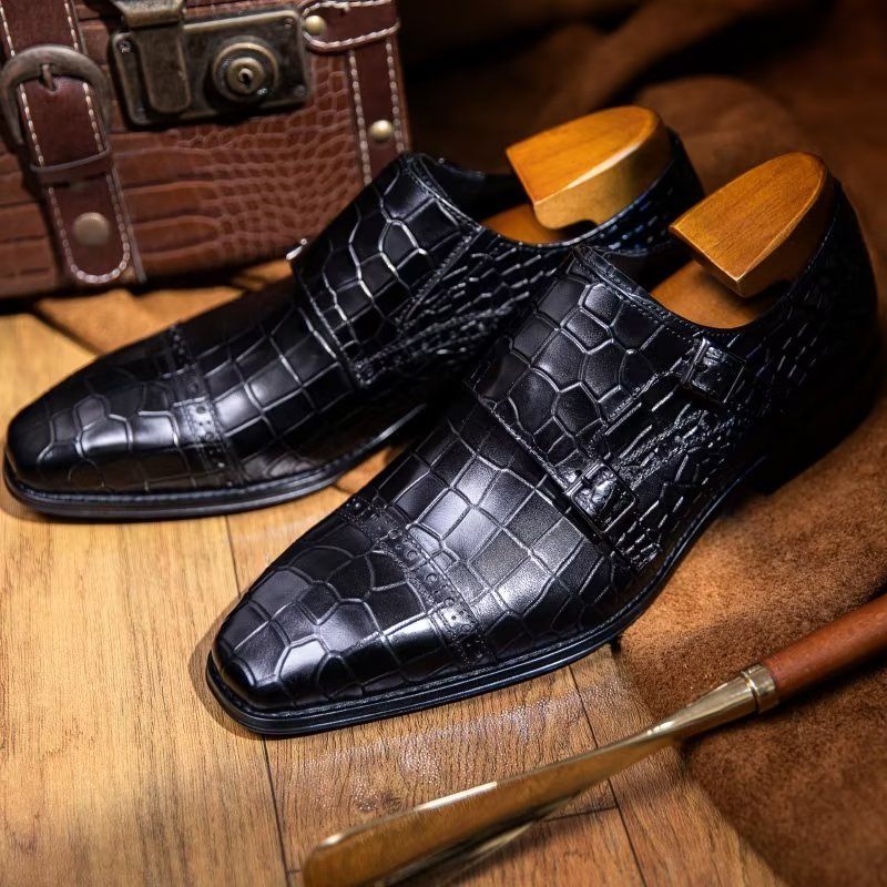 Sapatos Formais Masculinos Monkstraps Sociais - Preto