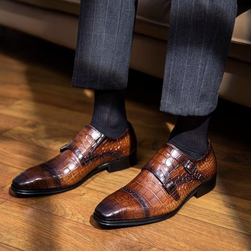 Sapatos Formais Masculinos Monkstraps Sociais - Café