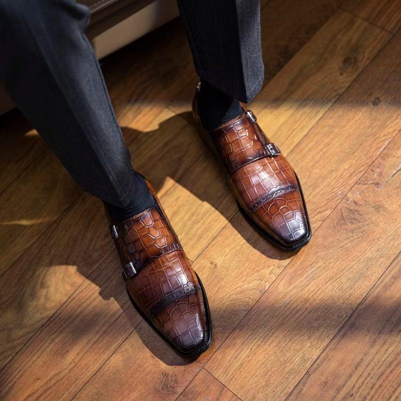 Sapatos Formais Masculinos Monkstraps Sociais - Café