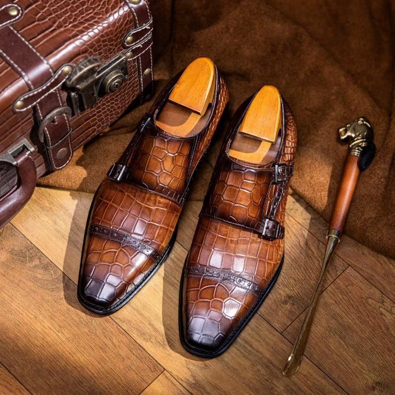 Sapatos Formais Masculinos Monkstraps Sociais - Café