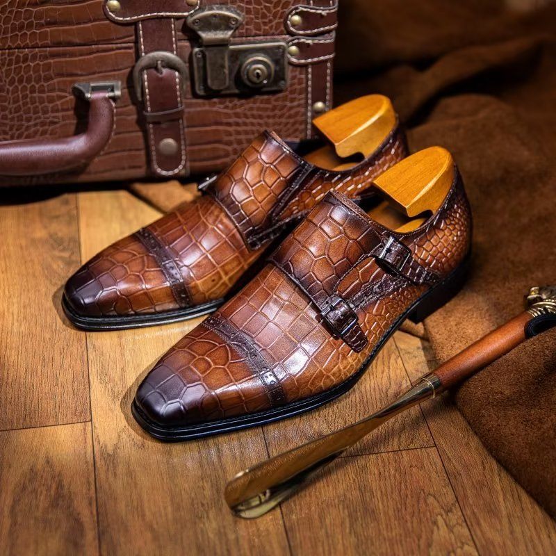 Sapatos Formais Masculinos Monkstraps Sociais - Café