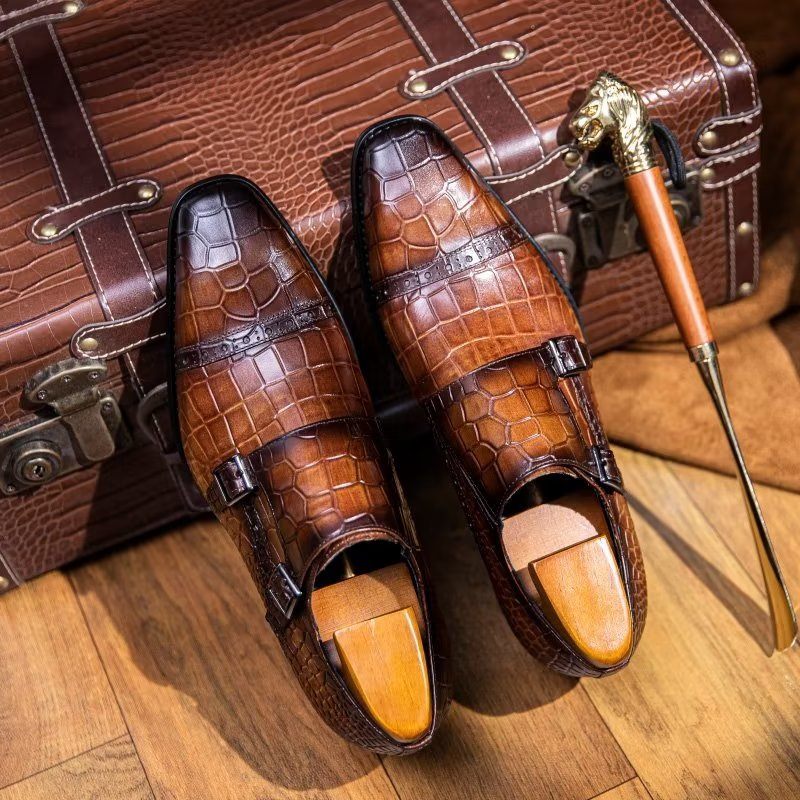 Sapatos Formais Masculinos Monkstraps Sociais - Café