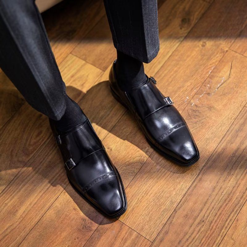 Sapatos Formais Masculinos Monkstraps Sociais - Preto