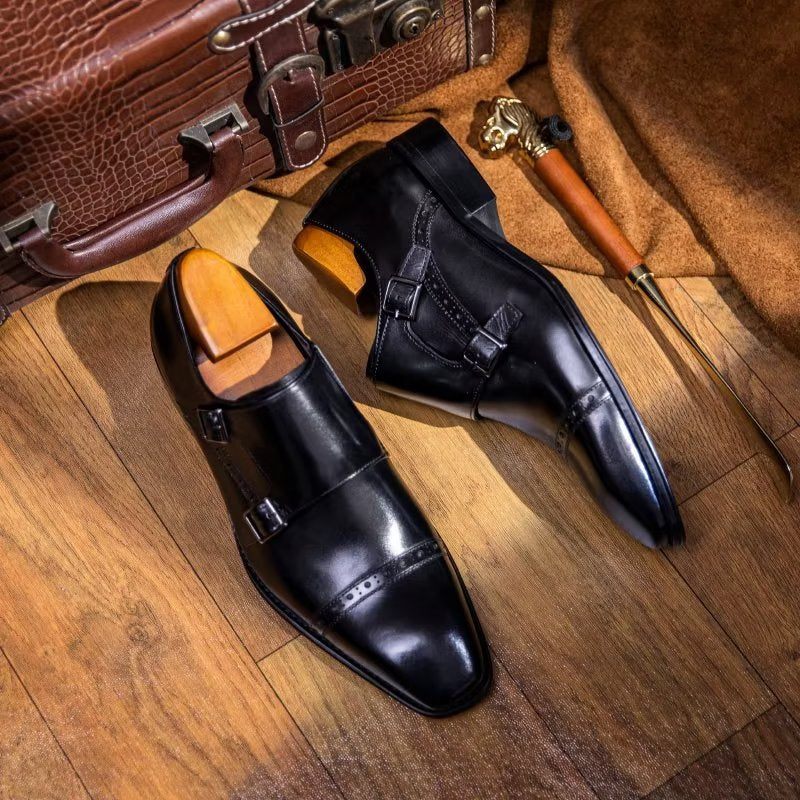 Sapatos Formais Masculinos Monkstraps Sociais - Preto