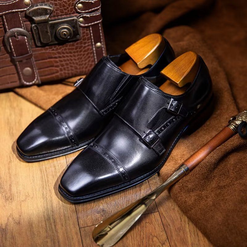 Sapatos Formais Masculinos Monkstraps Sociais - Preto