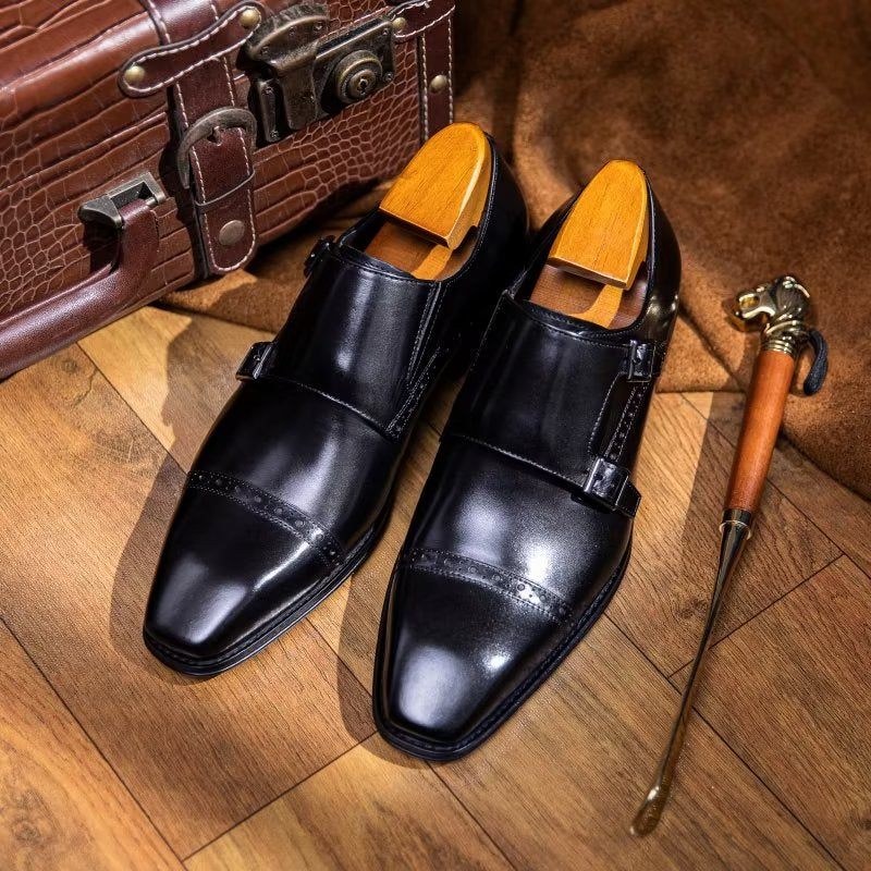 Sapatos Formais Masculinos Monkstraps Sociais - Preto