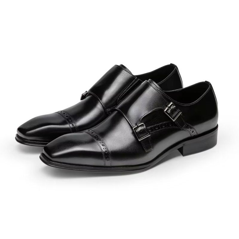 Sapatos Formais Masculinos Monkstraps Sociais - Preto