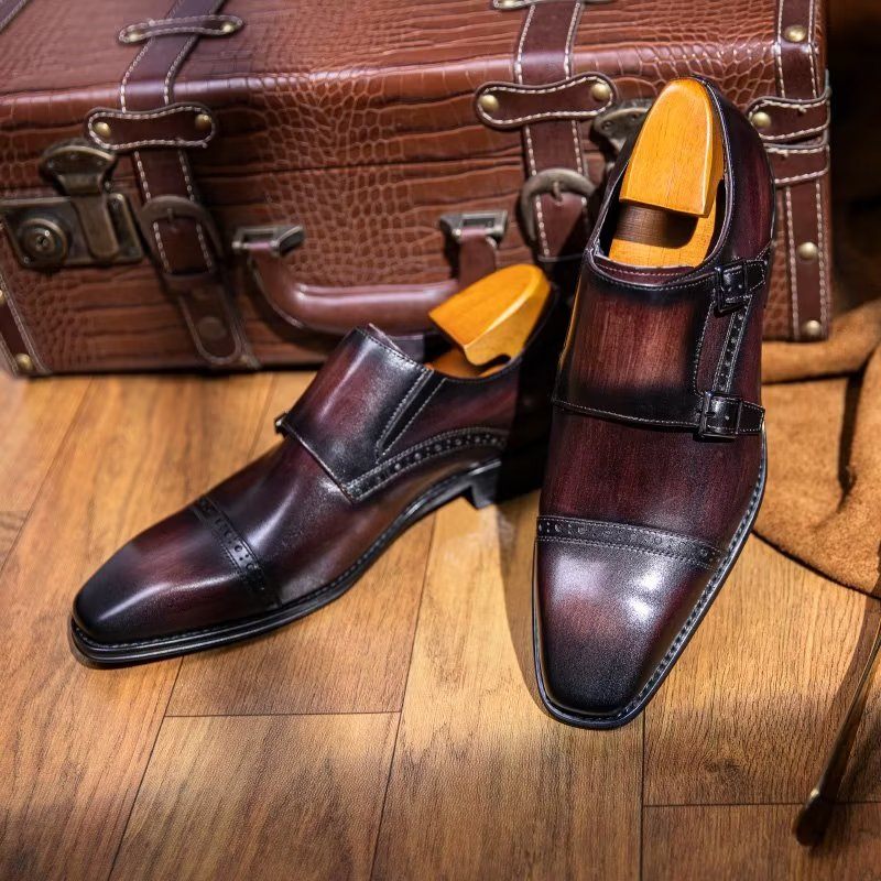 Sapatos Formais Masculinos Monkstraps Sociais - Café