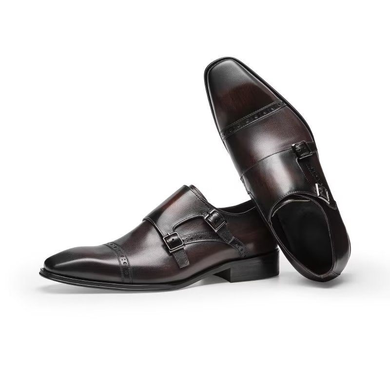 Sapatos Formais Masculinos Monkstraps Sociais - Café