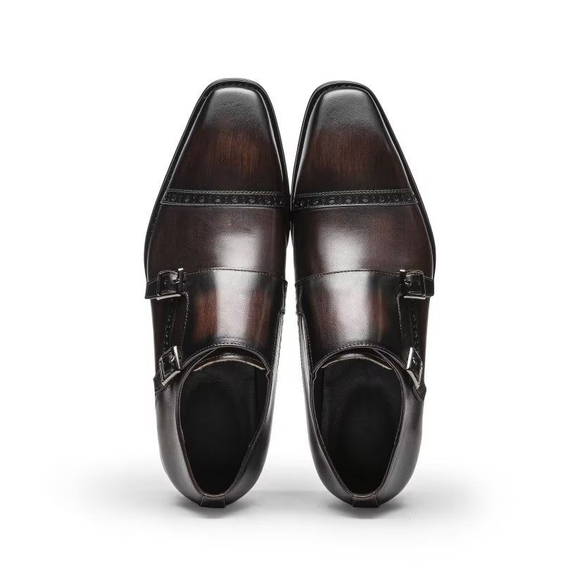 Sapatos Formais Masculinos Monkstraps Sociais - Café