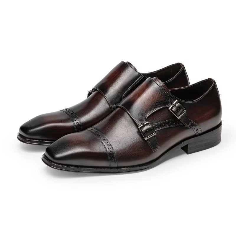 Sapatos Formais Masculinos Monkstraps Sociais - Café