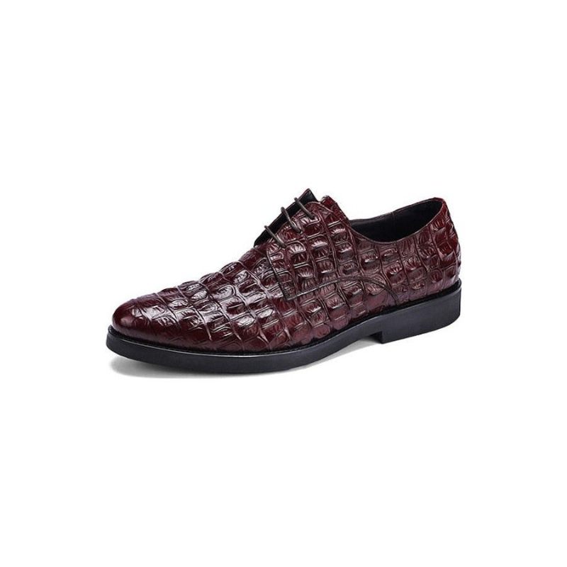 Sapatos Formais Masculinos Opulento Couro Crocodilo Oxford Lace-up Casuais - Vermelho