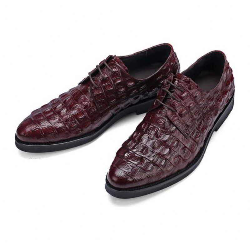 Sapatos Formais Masculinos Opulento Couro Crocodilo Oxford Lace-up Casuais - Vermelho