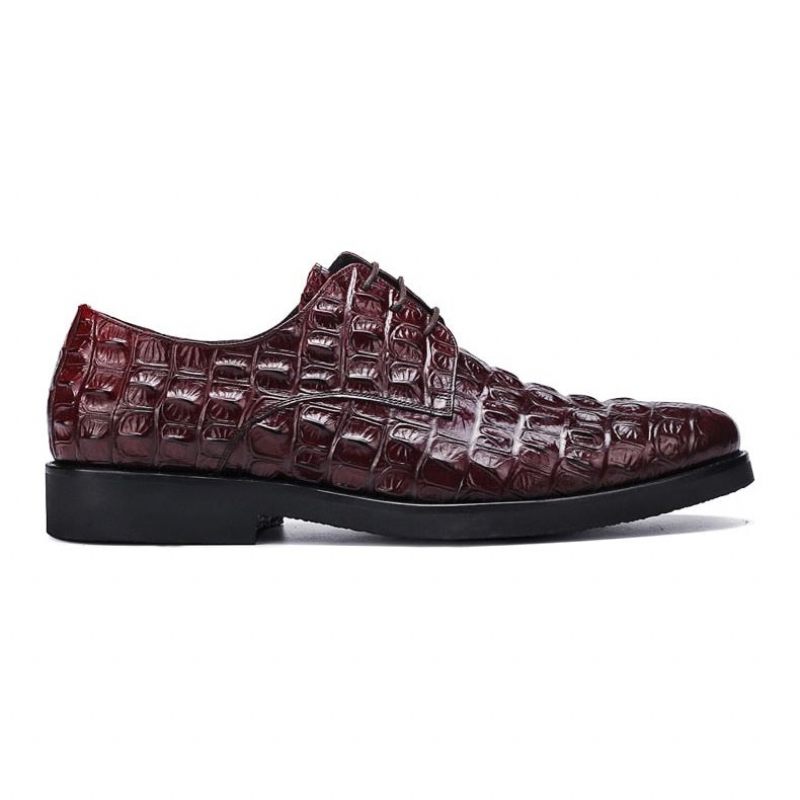 Sapatos Formais Masculinos Opulento Couro Crocodilo Oxford Lace-up Casuais - Vermelho